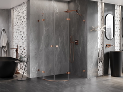Mexen Lunar semicircular right-opening shower enclosure 90 x 80 cm, transparent, rose gold - 833-090P-080L-60-00