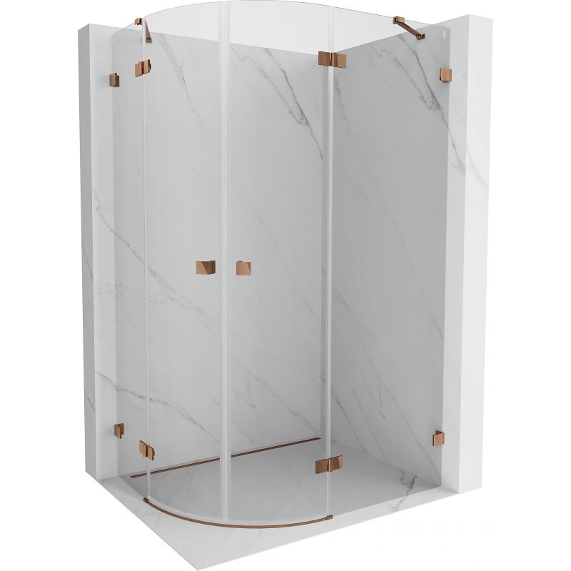 Mexen Lunar semicircular shower enclosure with right hinged door 100 x 80 cm, transparent, rose gold - 833-100P-080L-60-00