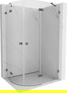 Mexen Lunar Semi-Circular Pivot Shower Enclosure Right 80 x 70 cm, Transparent, Brushed Gun Gray - 833-080P-070L-66-00