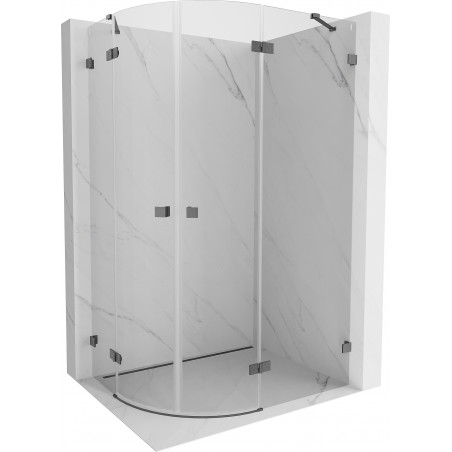 Mexen Lunar shower enclosure semicircular hinged right 90 x 70 cm, transparent, gun gray brushed - 833-090P-070L-66-00