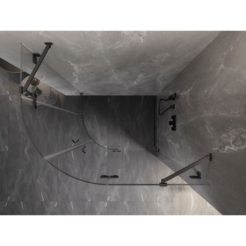 Mexen Lunar semi-circular right-hinged shower cabin 100 x 80 cm, transparent, brushed gun gray - 833-100P-080L-66-00