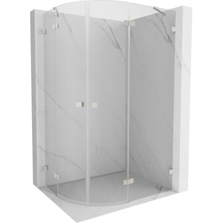 Mexen Lunar Semi-Circular Right Shower Enclosure 90 x 80 cm, Transparent, Brushed Nickel - 833-090P-080L-97-00