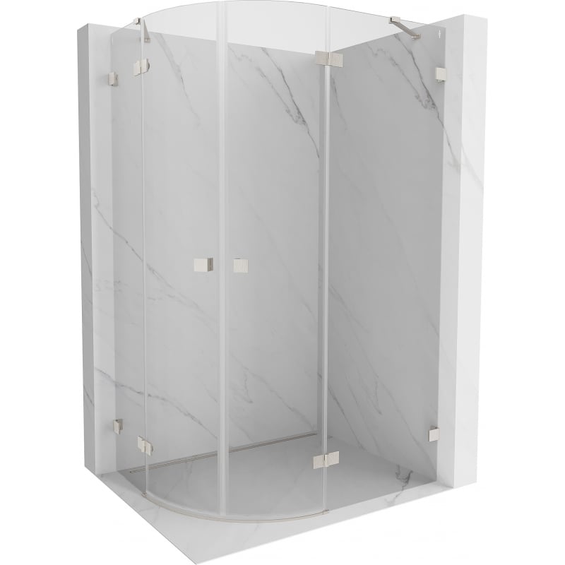 Mexen Lunar Semi-Circular Right Hinged Shower Enclosure 100 x 70 cm, Transparent, Brushed Nickel - 833-100P-070L-97-00
