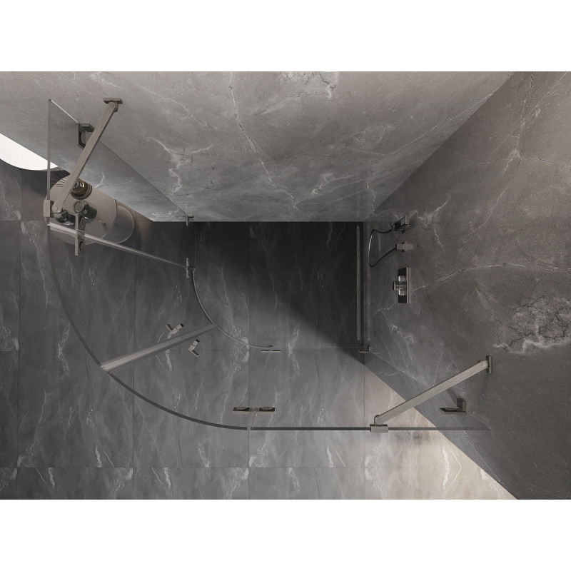 Mexen Lunar shower cabin semicircular right opening 100 x 70 cm, transparent, brushed nickel - 833-100P-070L-97-00