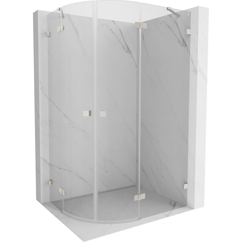 Mexen Lunar semicircular shower enclosure, right hinged 100 x 80 cm, transparent, brushed nickel - 833-100P-080L-97-00