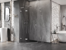 Mexen Lunar L pentagonal left swing shower enclosure 90 x 90 cm, transparent, chrome - 831L-090L-090P-01-00-L