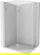 Mexen Lunar L pentagonal shower enclosure swing left 100 x 80 cm, transparent, chrome - 831L-100L-080P-01-00-L