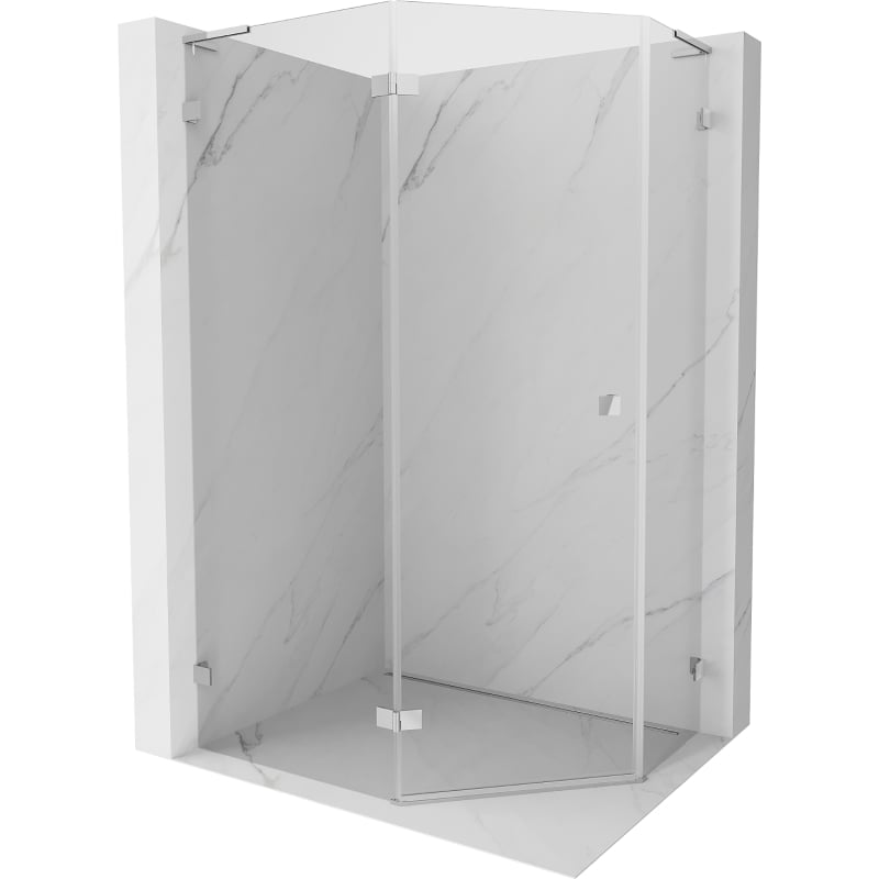 Mexen Lunar L pentagonal pivot shower enclosure left 100 x 90 cm, transparent, chrome - 831L-100L-090P-01-00-L