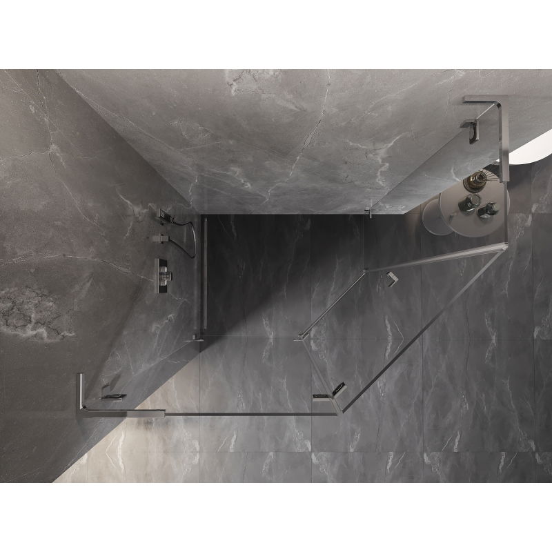 Mexen Lunar L pentagonal shower enclosure, hinged left 100 x 90 cm, transparent, chrome - 831L-100L-090P-01-00-L