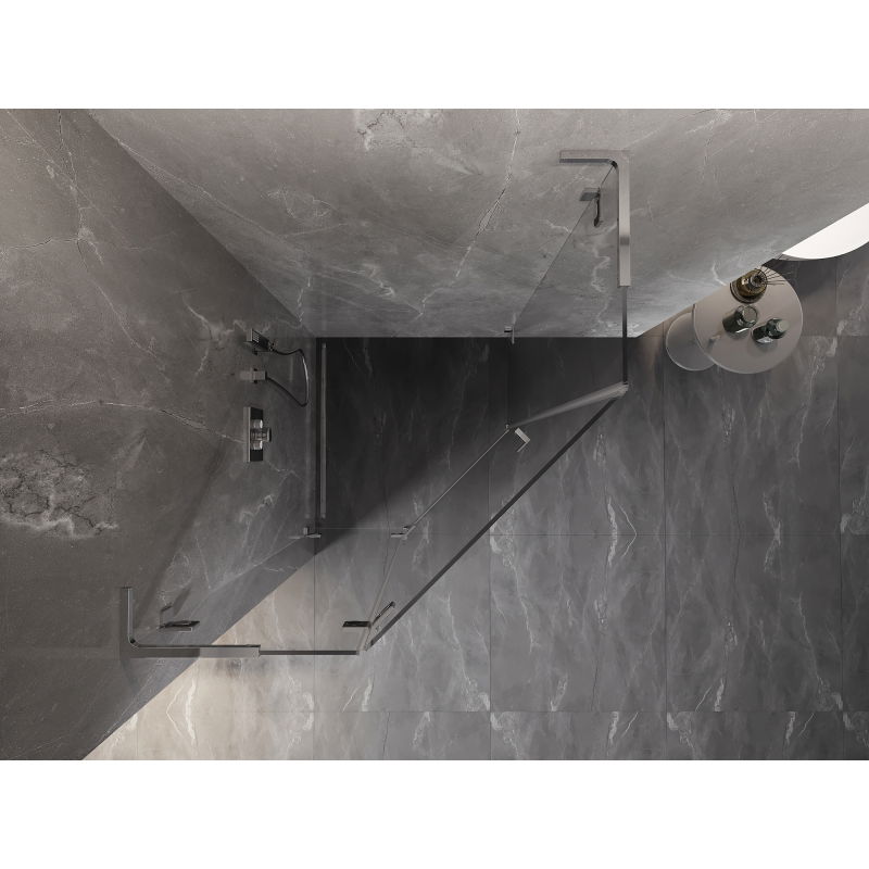 Mexen Lunar L pentagonal shower enclosure, hinged left 100 x 100 cm, transparent, chrome - 831L-100L-100P-01-00-L