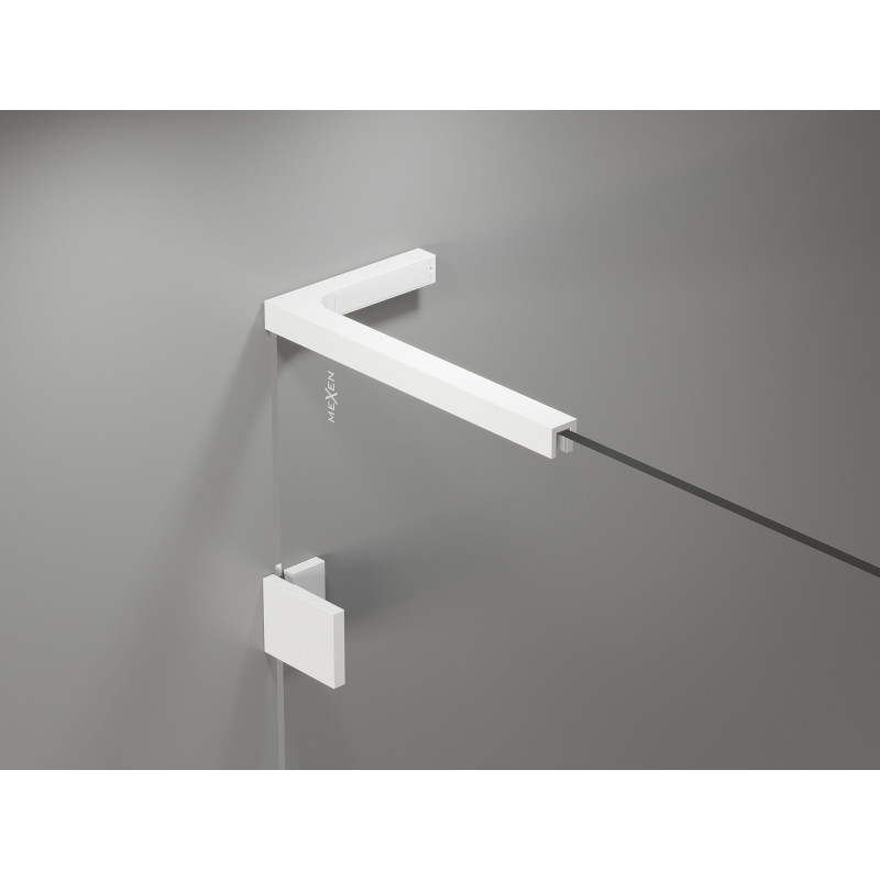 Mexen Lunar L pentagonal shower enclosure, hinged left 100 x 90 cm, transparent, white - 831L-100L-090P-20-00-L