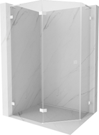 Mexen Lunar L pentagonal shower enclosure, hinged left 100 x 90 cm, transparent, white - 831L-100L-090P-20-00-L