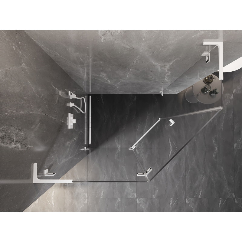 Mexen Lunar L pentagonal shower enclosure, hinged left 100 x 90 cm, transparent, white - 831L-100L-090P-20-00-L