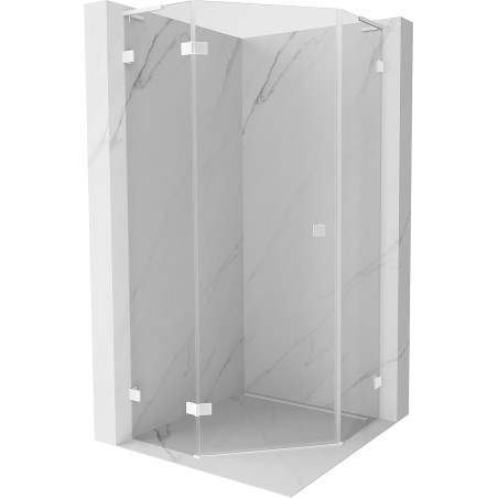 Mexen Lunar L pentagonal shower enclosure swing left 100 x 100 cm, transparent, white - 831L-100L-100P-20-00-L