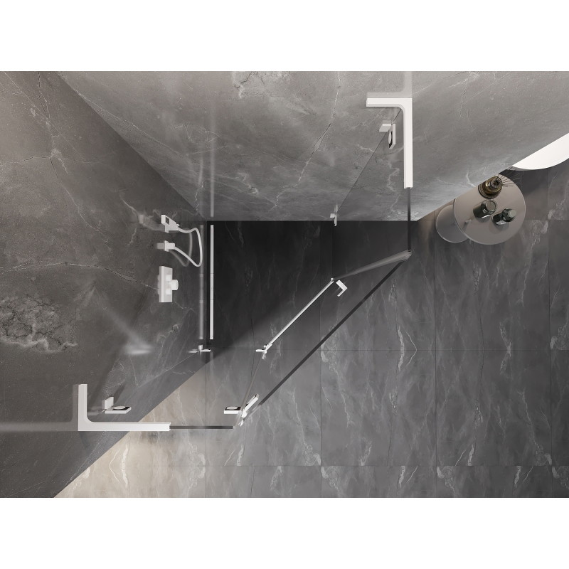 Mexen Lunar L pentagonal shower enclosure swing left 100 x 100 cm, transparent, white - 831L-100L-100P-20-00-L