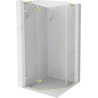 Mexen Lunar L pentagon-shaped left-opening shower enclosure 80 x 80 cm, transparent, brushed gold - 831L-080L-080P-55-00-L
