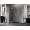 Mexen Lunar L pentagon-shaped left-opening shower enclosure 80 x 80 cm, transparent, brushed gold - 831L-080L-080P-55-00-L