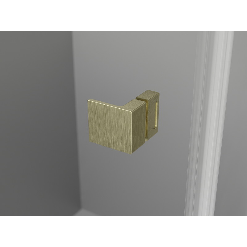 Mexen Lunar L pentagon-shaped left-opening shower enclosure 80 x 80 cm, transparent, brushed gold - 831L-080L-080P-55-00-L