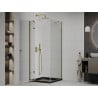 Mexen Roma swing shower cabin 90 x 90 cm, transparent, gold + Flat tray, black - 854-090-090-50-00-4070G