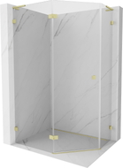 Mexen Lunar L pentagonal swing shower enclosure left 90 x 80 cm, transparent, brushed gold - 831L-090L-080P-55-00-L