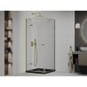 Mexen Roma 90 x 90 cm Hinged Shower Enclosure, Transparent, Gold + Flat Black Tray - 854-090-090-50-00-4070G