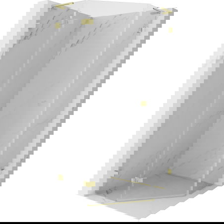 Mexen Lunar L pentagonal shower enclosure left hinged 90 x 90 cm, transparent, brushed gold - 831L-090L-090P-55-00-L