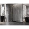 Mexen Lunar L pentagonal shower enclosure, swivel left 90 x 90 cm, transparent, brushed gold - 831L-090L-090P-55-00-L