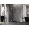 Mexen Lunar L pentagonal shower enclosure with left hinged door 90 x 90 cm, transparent, brushed gold - 831L-090L-090P-55-00-L