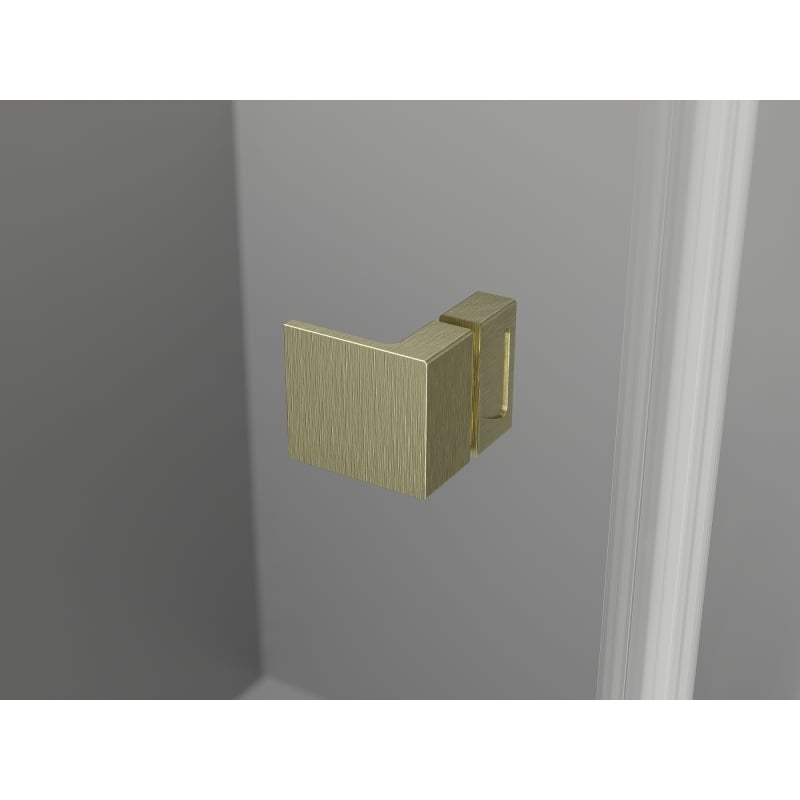 Mexen Lunar L pentagonal shower enclosure with left hinged door 90 x 90 cm, transparent, brushed gold - 831L-090L-090P-55-00-L