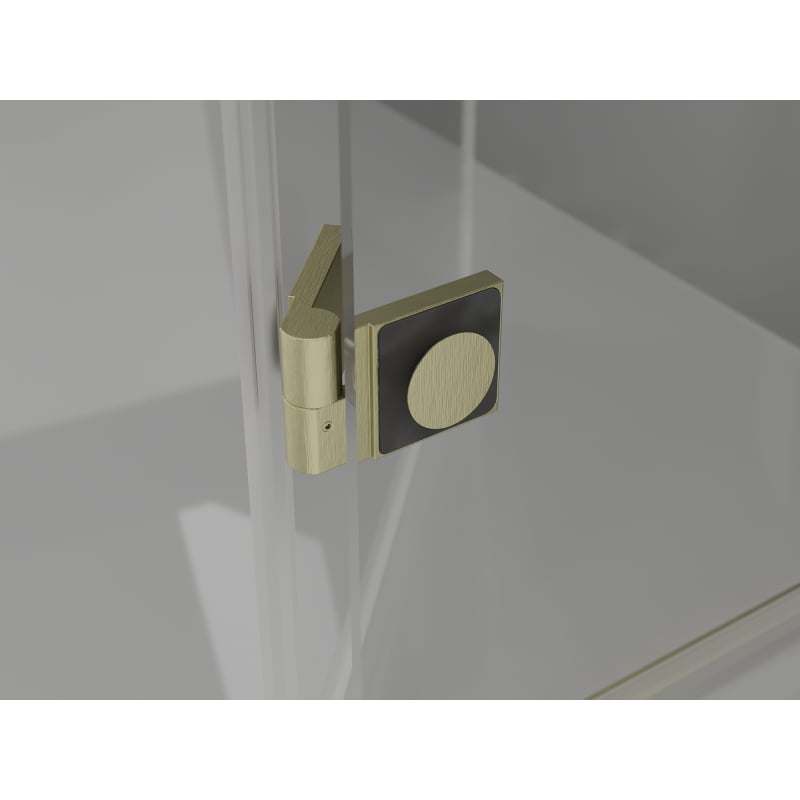 Mexen Lunar L pentagonal shower enclosure with left hinged door 90 x 90 cm, transparent, brushed gold - 831L-090L-090P-55-00-L