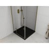 Mexen Roma swing shower cabin 90 x 90 cm, transparent, gold + Flat tray, black - 854-090-090-50-00-4070G