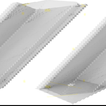 Mexen Lunar L pentagonal shower enclosure hinged left 100 x 80 cm, transparent, brushed gold - 831L-100L-080P-55-00-L