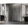 Mexen Lunar L pentagonal shower enclosure left hinged 100 x 80 cm, transparent, brushed gold - 831L-100L-080P-55-00-L
