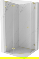 Mexen Lunar L pentagon shower cabin hinged left 100 x 100 cm, transparent, brushed gold - 831L-100L-100P-55-00-L