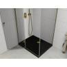 Mexen Roma 90 x 100 cm Hinged Shower Enclosure, Transparent, Gold + Flat Tray, Black - 854-090-100-50-00-4070G