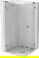 Mexen Lunar L pentagonal shower cabin with left hinged door 80 x 80 cm, transparent, rose gold - 831L-080L-080P-60-00-L