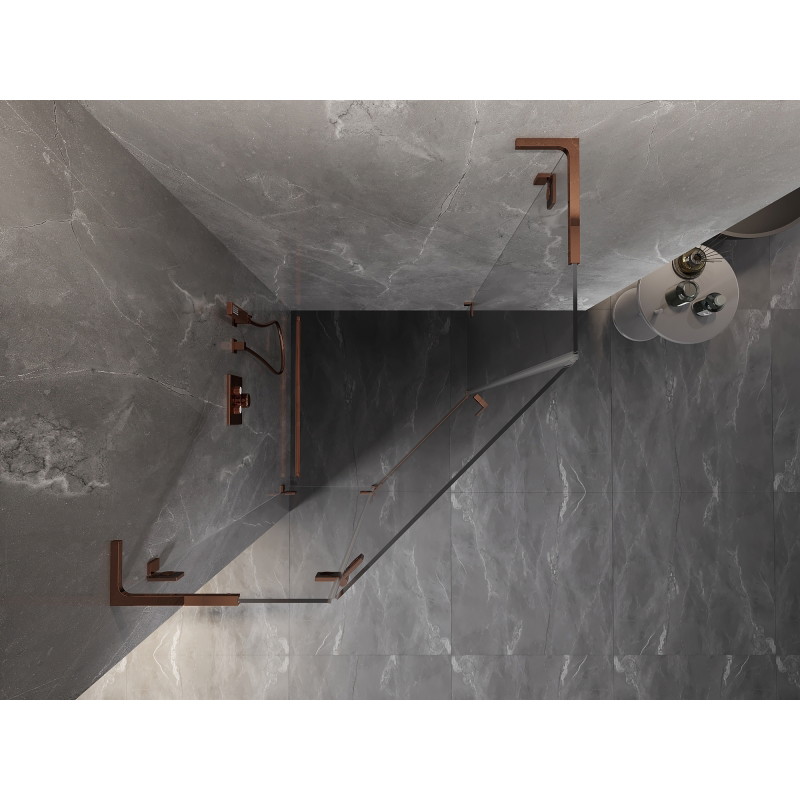 Mexen Lunar L pentagonal shower cabin left hinged 80 x 80 cm, transparent, rose gold - 831L-080L-080P-60-00-L