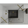 Mexen Roma 90 x 100 cm Hinged Shower Enclosure, Transparent, Gold + Flat Tray, Black - 854-090-100-50-00-4070G