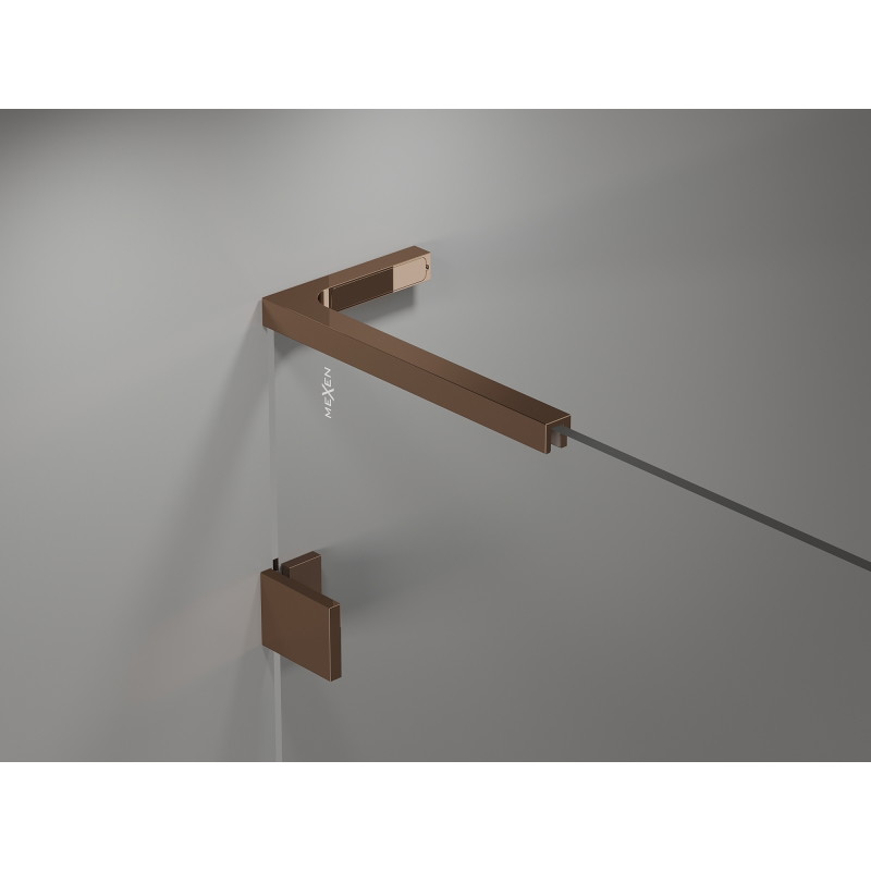 Mexen Lunar L pentagonal left-hinged shower cabin 80 x 90 cm, transparent, rose gold - 831L-080L-090P-60-00-L