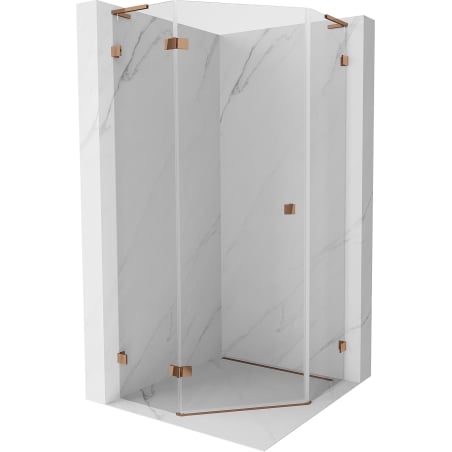 Mexen Lunar L Pentagonal Left Hinged Shower Enclosure 90 x 90 cm, Transparent, Rose Gold - 831L-090L-090P-60-00-L