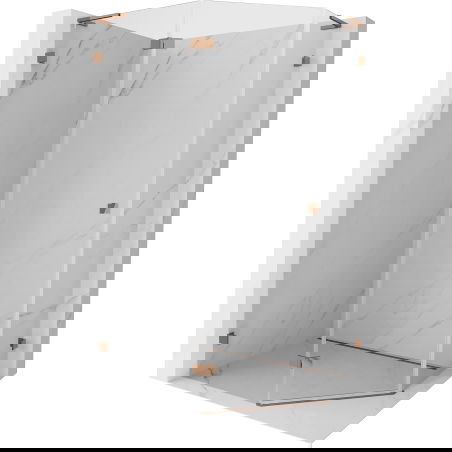 Mexen Lunar L pentagonal shower enclosure, left swing door 100 x 80 cm, transparent, rose gold - 831L-100L-080P-60-00-L