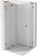 Mexen Lunar L pentagonal left-hinged shower cabin 100 x 100 cm, transparent, pink gold - 831L-100L-100P-60-00-L