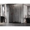 Mexen Lunar L pentagonal left-hinged shower cabin 90 x 80 cm, transparent, brushed copper - 831L-090L-080P-65-00-L