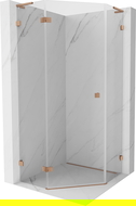 Mexen Lunar L pentagonal left hinged shower enclosure 90 x 90 cm, transparent, brushed copper - 831L-090L-090P-65-00-L