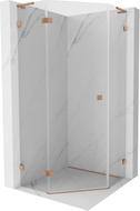 Mexen Lunar L pentagonal shower enclosure with left hinged door 90 x 90 cm, transparent, brushed copper - 831L-090L-090P-65-00-L