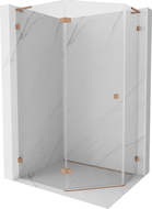 Mexen Lunar L pentagonal left-hinged shower enclosure 100 x 80 cm, transparent, brushed copper - 831L-100L-080P-65-00-L