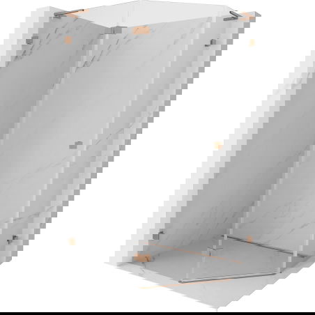 Mexen Lunar L pentagonal hinged shower enclosure left 100 x 90 cm, transparent, brushed copper - 831L-100L-090P-65-00-L