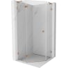 Mexen Lunar L pentagonal shower enclosure, tilting left, 100 x 100 cm, transparent, brushed copper - 831L-100L-100P-65-00-L