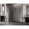 Mexen Lunar L pentagonal shower enclosure, tilting left, 100 x 100 cm, transparent, brushed copper - 831L-100L-100P-65-00-L