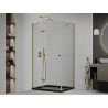 Mexen Roma hinged shower cabin 100 x 90 cm, transparent, gold + Flat tray, black - 854-100-090-50-00-4070G